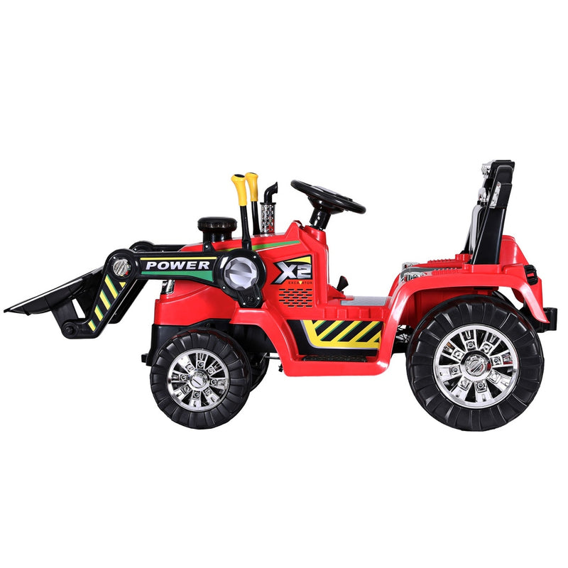 Rigo Kids Electric Ride On Car Bulldozer Digger Loader Remote 6V Red