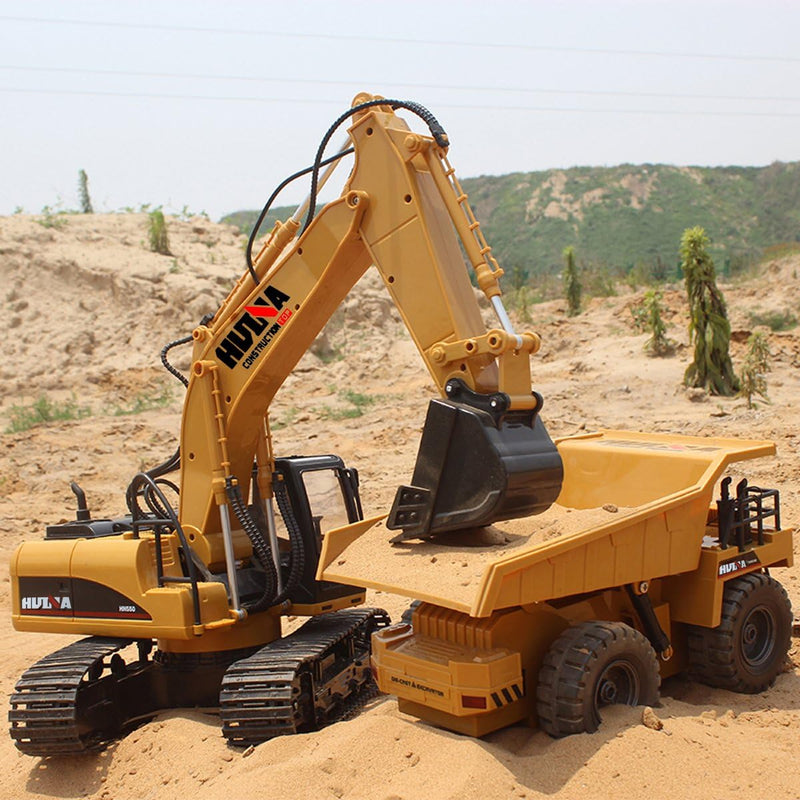 Remote Control Excavator Digger Construction RC Truck Vehicle Toys for Kids Gift