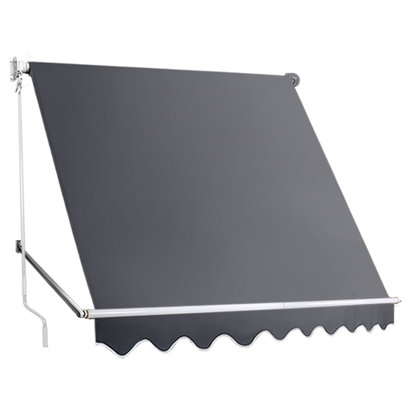 2.4m x 2.1m Retractable Fixed Pivot Arm Awning - Grey