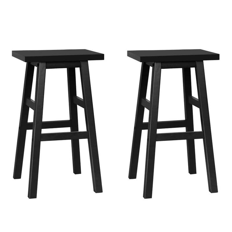 2x Bar Stools Kitchen Chairs Wooden Black