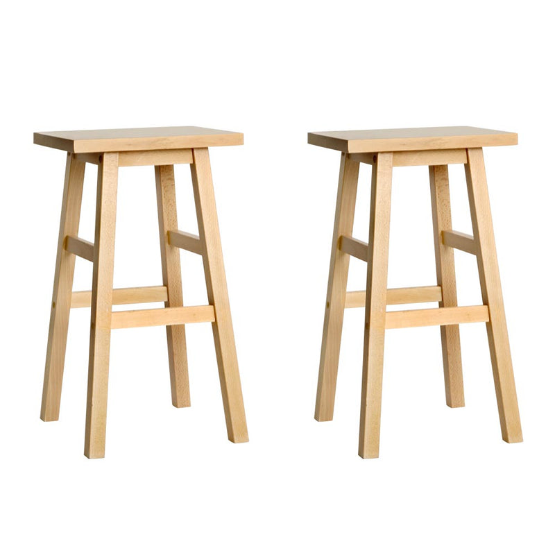 2x Bar Stools Kitchen Chairs Wooden Nature
