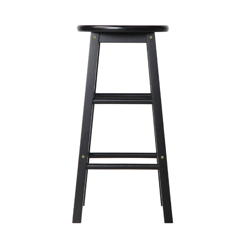 2x Bar Stools Round Chairs Wooden Black