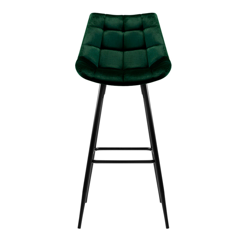 2x Bar Stools Velvet Chairs Green