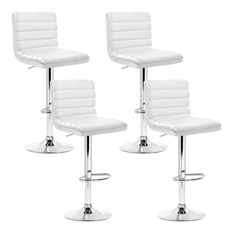 4x Bar Stools Padded Leather Gas Lift White