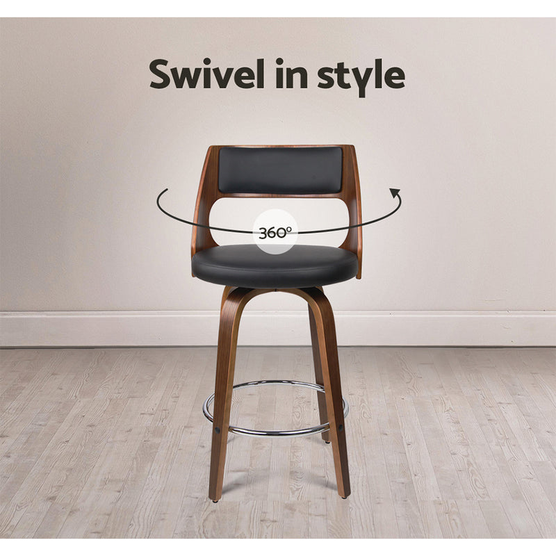 4x Bar Stools Swivel Leather Chair 76cm