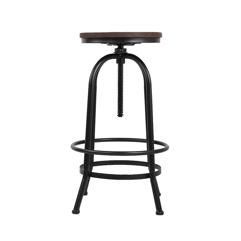 2x Bar Stools Adjustable Wood Chairs