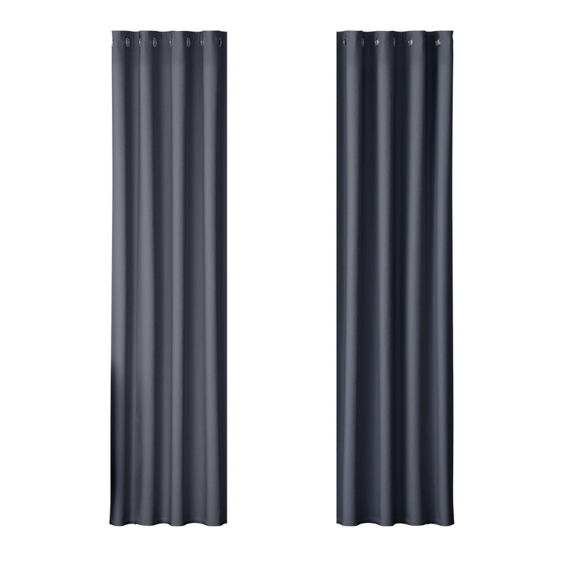 2X Blockout Curtains Blackout Window Curtain Eyelet 140x230cm Charcoal