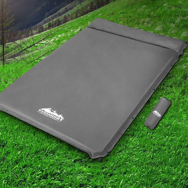 Self Inflating Camping Mattress - Double - Grey - 4cm Thick