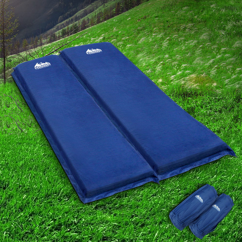 Self Inflating Camping Mattress - Double - Navy - 10cm Thick