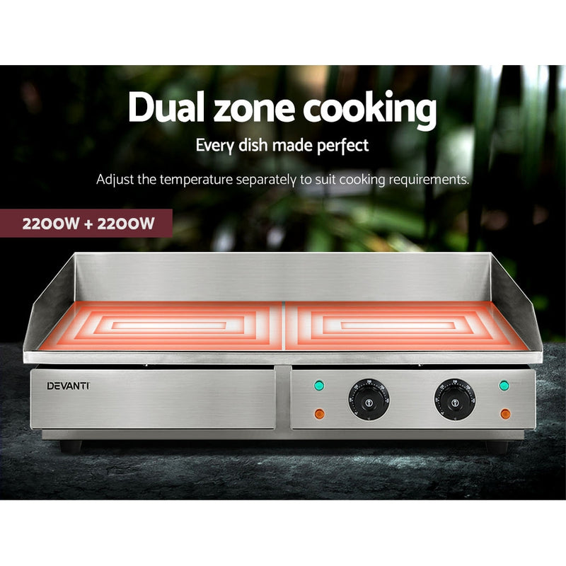 Devanti Commercial Electric Griddle BBQ Grill Hot Plate Stainless Steel 4400W
