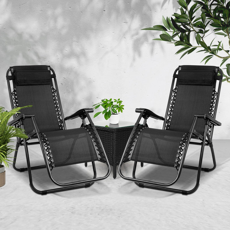 Gardeon Sun Lounge Zero Gravity Chair Table Outdoor Folding Recliner Reclining