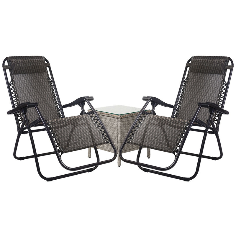 Gardeon Sun Lounge Zero Gravity Chair Table Outdoor Folding Recliner Reclining