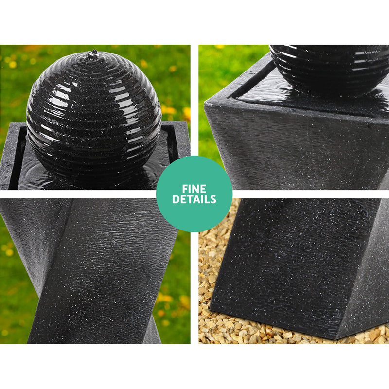 Gardeon Solar Water Feature with LED Lights Black 85cm
