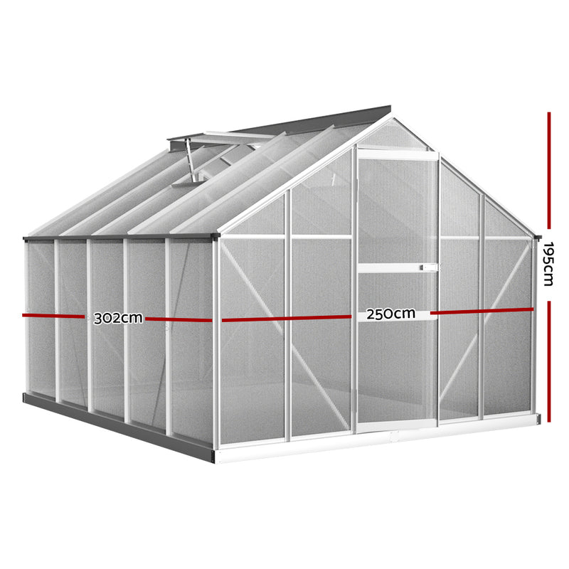 Greenhouse Aluminium Polycarbonate Green House 3x2.5M
