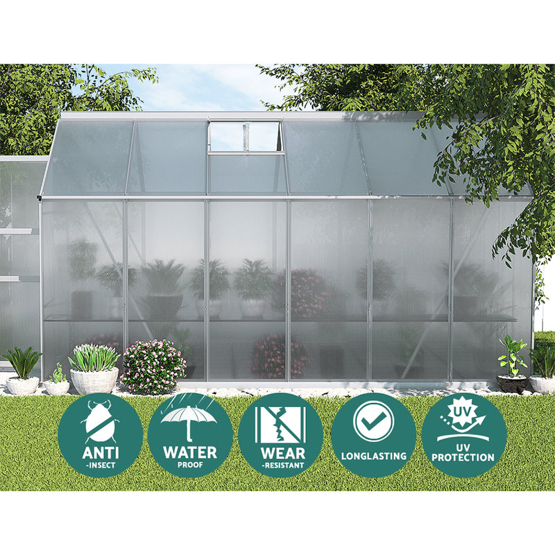 Aluminium Greenhouse Green House Polycarbonate 3.7x2.5M