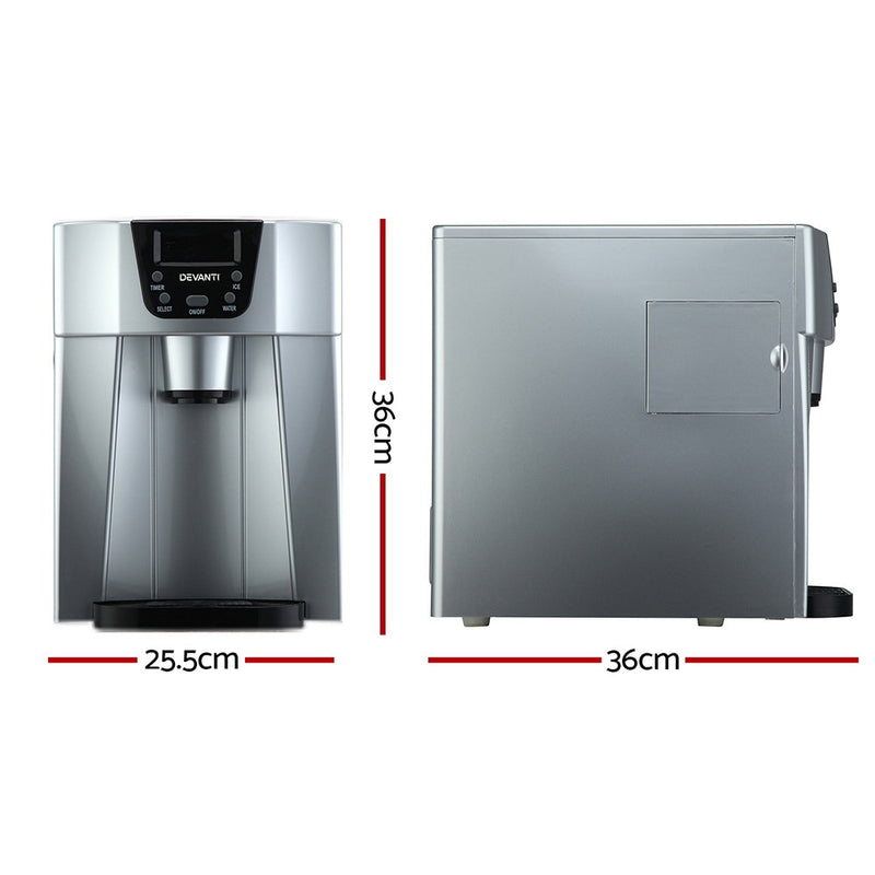 2L Portable Ice Cuber Maker & Water Dispenser - Silver