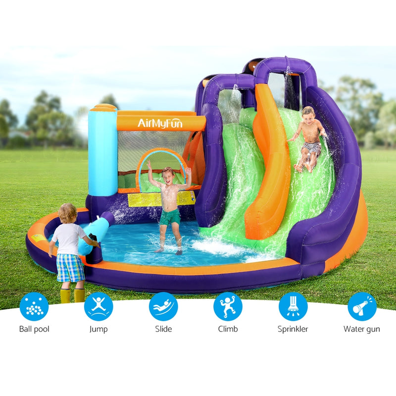 AirMyFun Inflatable Water Slide Kids Jumping Castle Splash Outdoor Double Slide