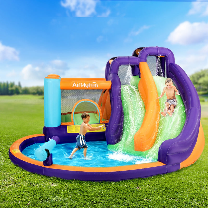 AirMyFun Inflatable Water Slide Kids Jumping Castle Splash Outdoor Double Slide