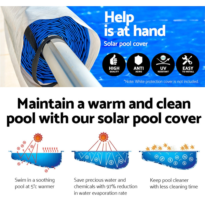Aquabuddy Swimming Pool Solar Cover Pools Roller Wheel 9.5X5M 500 Micron Blanket