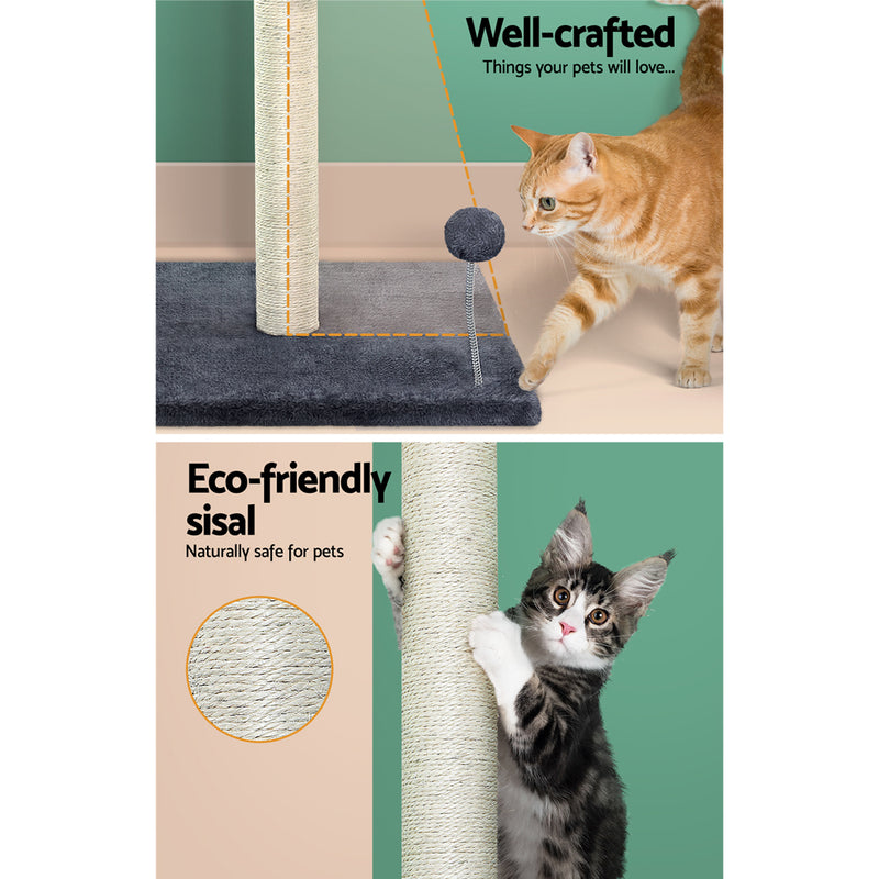 i.Pet Cat Tree Scratching Post Scratcher Tower Condo House Hanging toys Grey 105cm