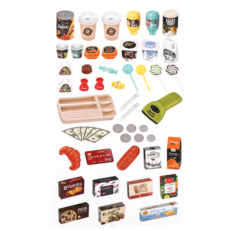 Keezi Kids Supermarket Pretend Role Play Shop Grocery 52 Accessories Toy Set