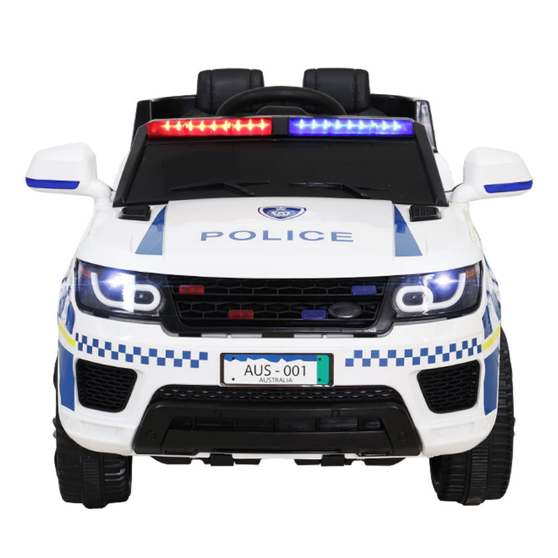 Kids Ride On Car Inspired Patrol Police Electric Powered Toy Cars White