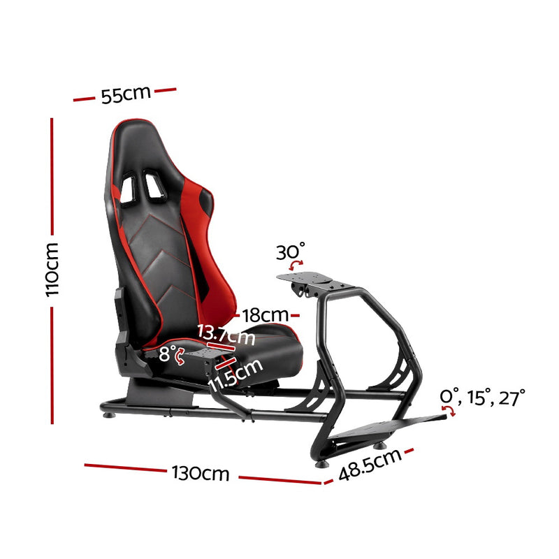 Artiss Racing Simulator Cockpit Steering Wheel Adjustable Gaming Chair PVC Seat