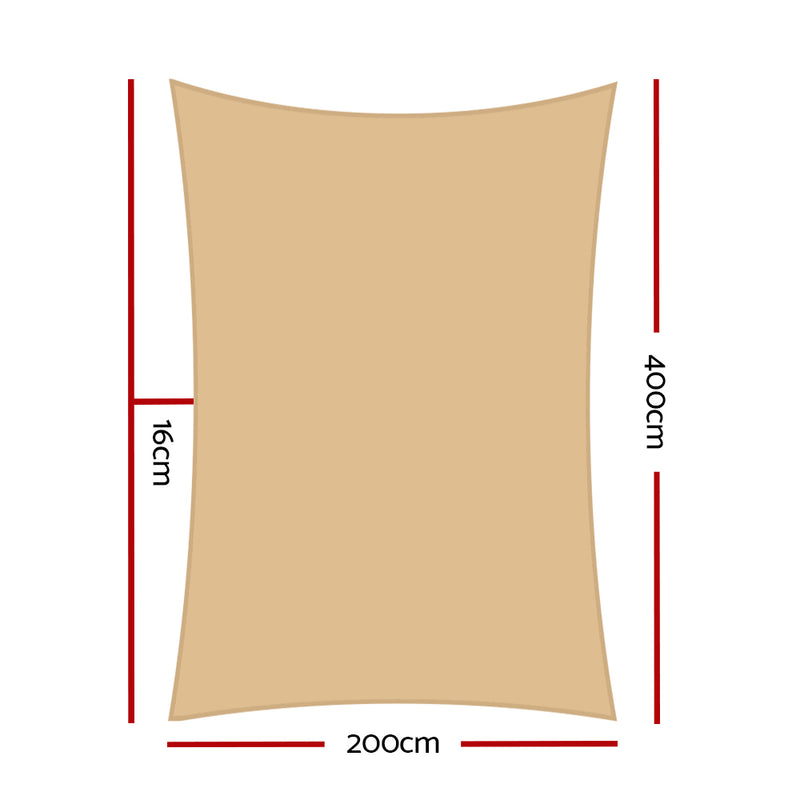 Sun Shade Sail Cloth Shadecloth Rectangle Heavy Duty Sand Canopy 2x4m