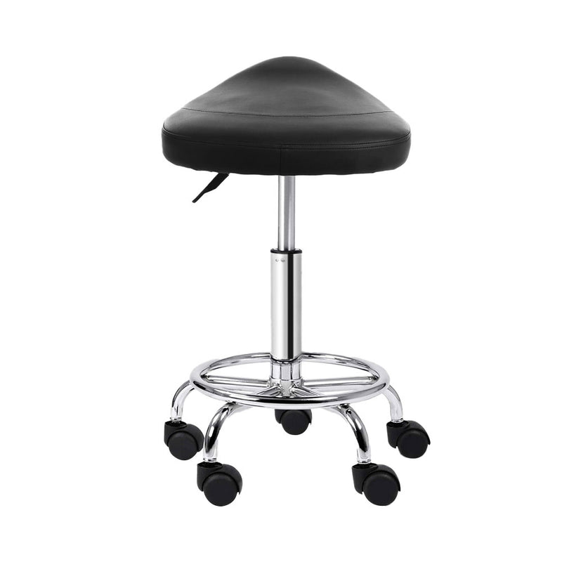 Artiss Saddle Salon Stool Black PU Swivel Barber Hair Dress Chair Hydraulic Lift