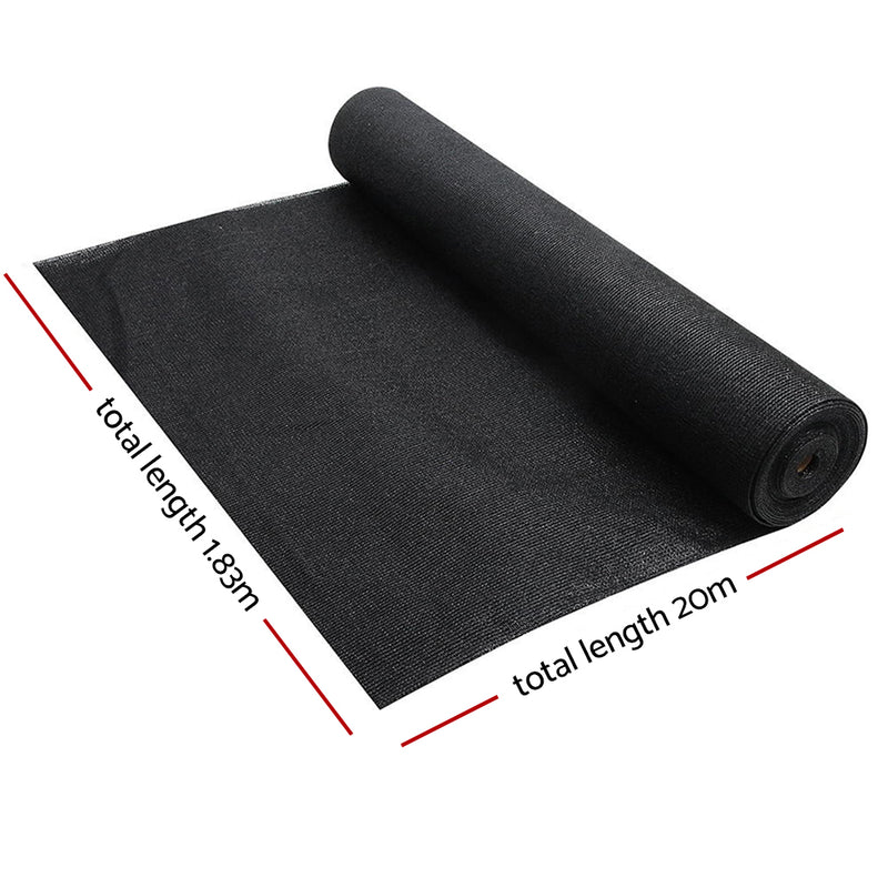 50% Sun Shade Cloth Shadecloth Sail Roll Mesh 1.83x20m 100gsm Black