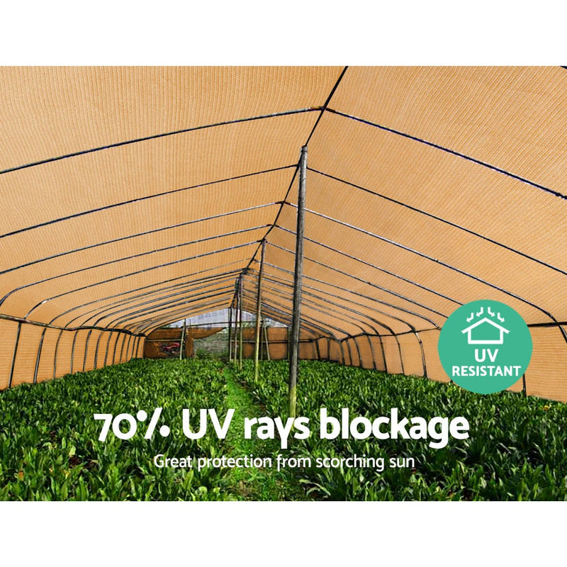 70% UV Sun Shade Cloth Shadecloth Sail Roll Mesh Outdoor 1.83x50m Beige