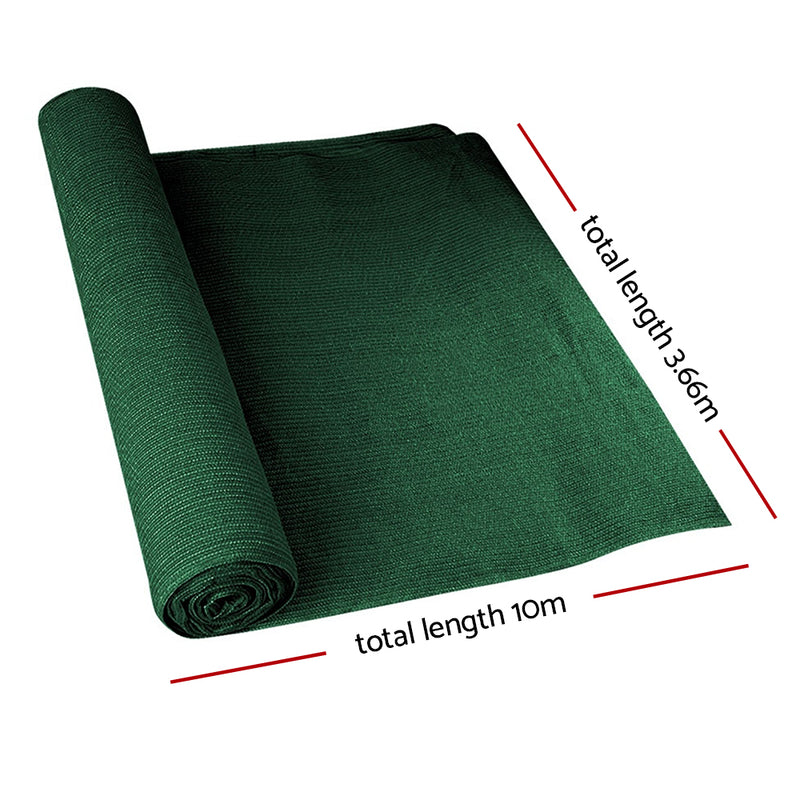 90% Sun Shade Cloth Shadecloth Sail Roll Mesh 3.66x10m 195gsm Green