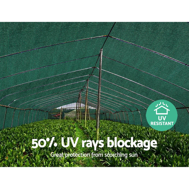 50% UV Sun Shade Cloth Shadecloth Sail Roll Mesh Garden Outdoor 3.66x30m Green