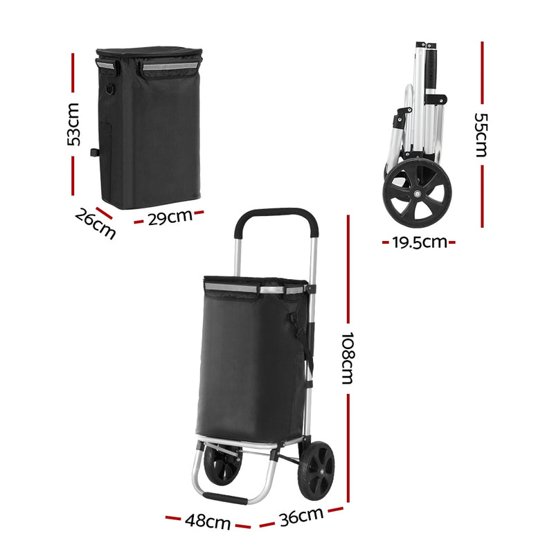 Emajin Foldable Shopping Cart Trolley Grocery Storage Portable Aluminum 45KG