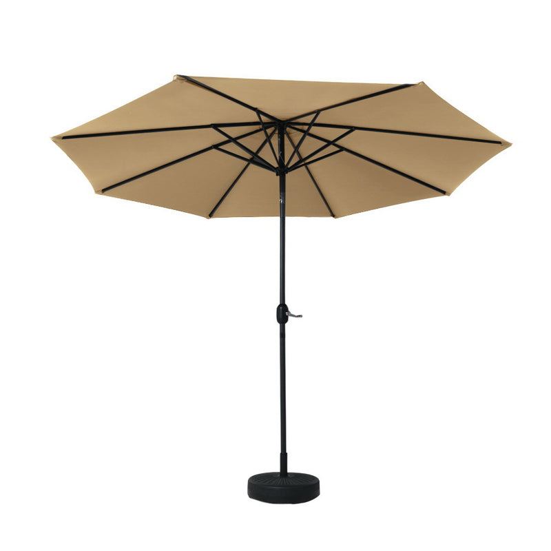 Outdoor Umbrella 2.7m Base Beach Pole Garden Tilt Sun Patio UV Beige