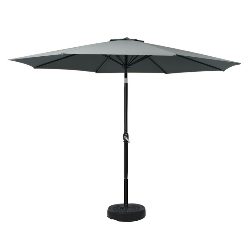 Outdoor Umbrella 3m Base Beach Pole Garden Tilt Sun Patio UV Charcoal