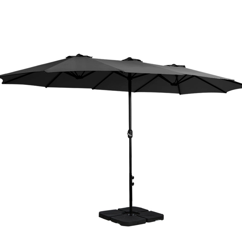 Outdoor Umbrella Beach Twin Base Stand Garden Sun Shade Black 4.57m