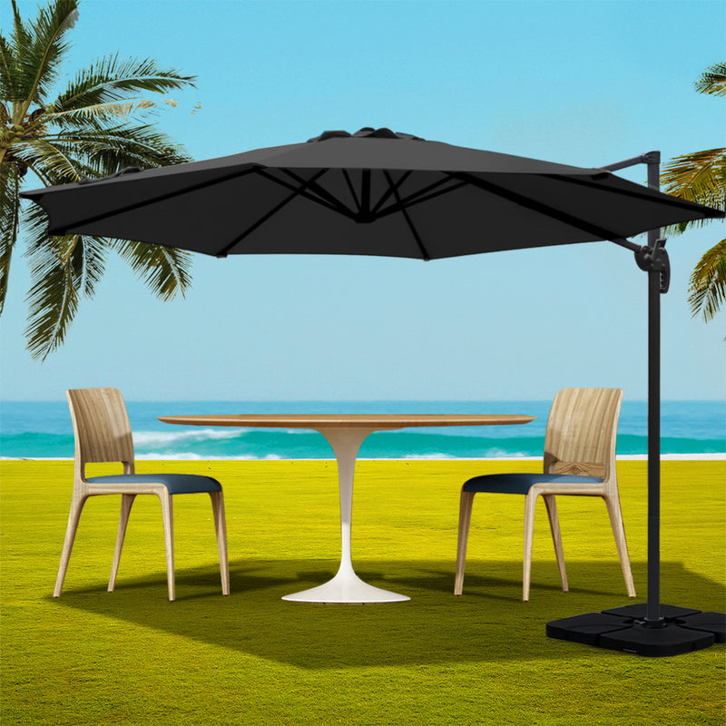 Outdoor Umbrella 3m Base Cantilever Beach Stand Sun Roma Black 50cm