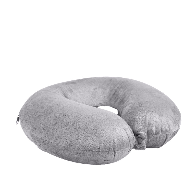 Milano Decor Memory Foam Travel Neck Pillow With Clip Cushion Support Soft Grey