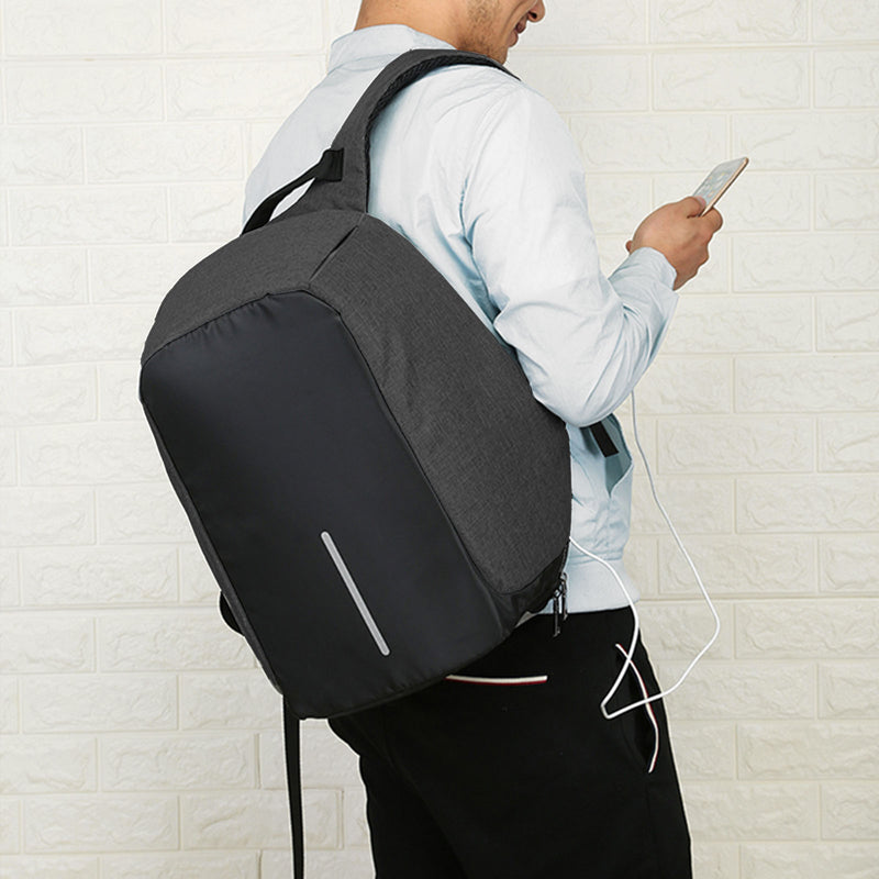 Anti Theft Backpack Waterproof bag School Travel Laptop Bags USB Charging - Black