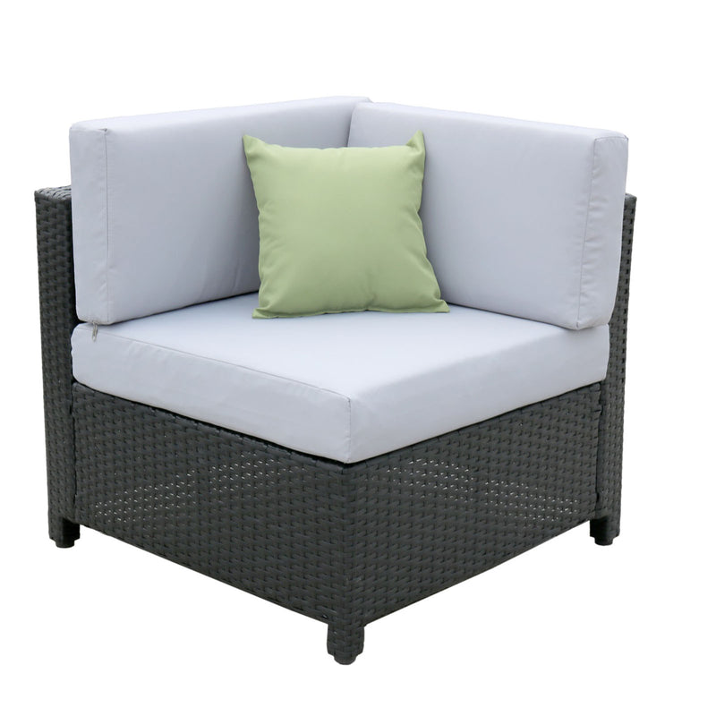 Milano 5 Piece Wicker Rattan Sofa Set Black Grey Outdoor Lounge Patio Furniture