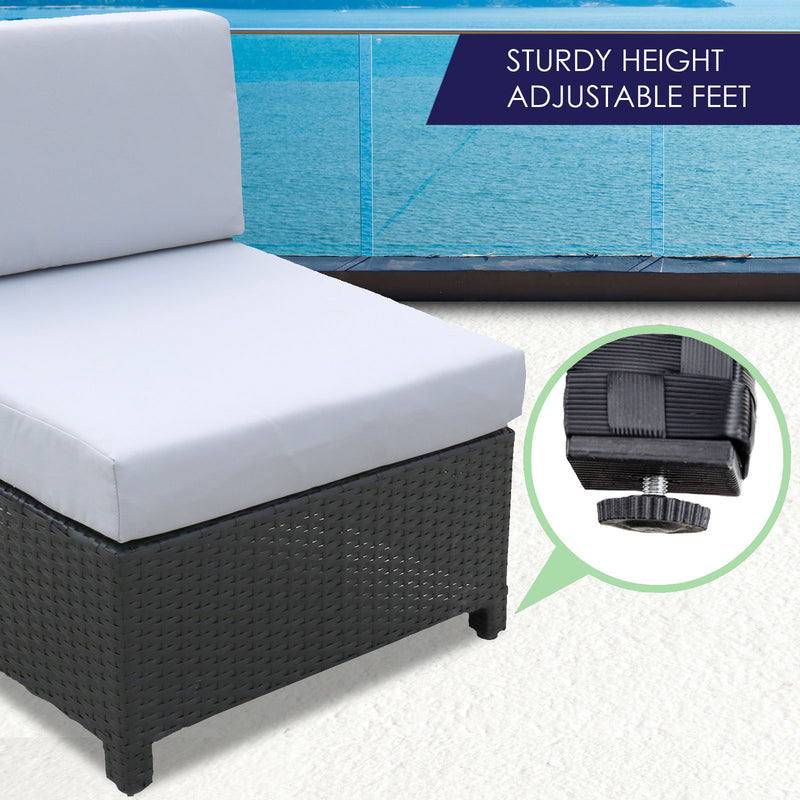 Milano 9 Piece Wicker Rattan Sofa Set Black Grey Outdoor Lounge Patio Furniture