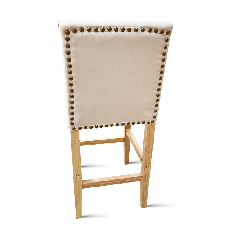 Milano Decor Hamptons Barstool Cream Chairs Kitchen Dining Chair Bar Stool - Three Pack - Cream