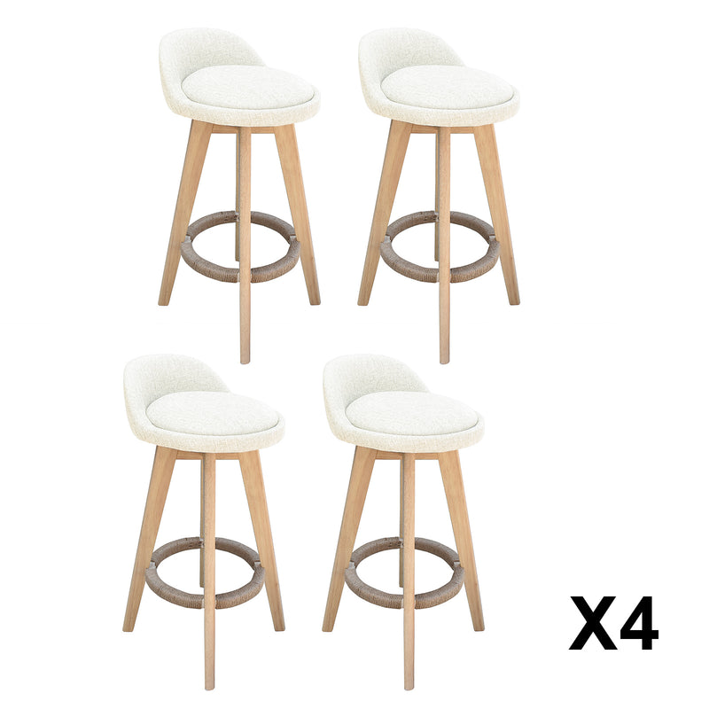 Milano Decor Phoenix Barstool Cream Chairs Kitchen Dining Chair Bar Stool - Four Pack - Cream