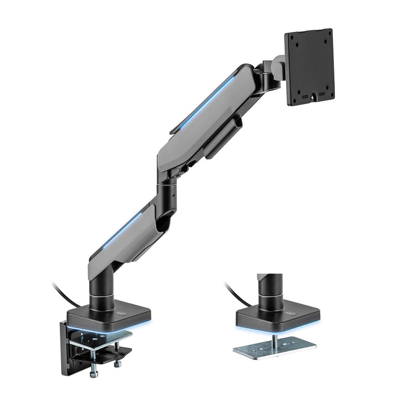 BRATECK Single Heavy-Duty RGB Gaming Monitor Arm Fit Most 17&