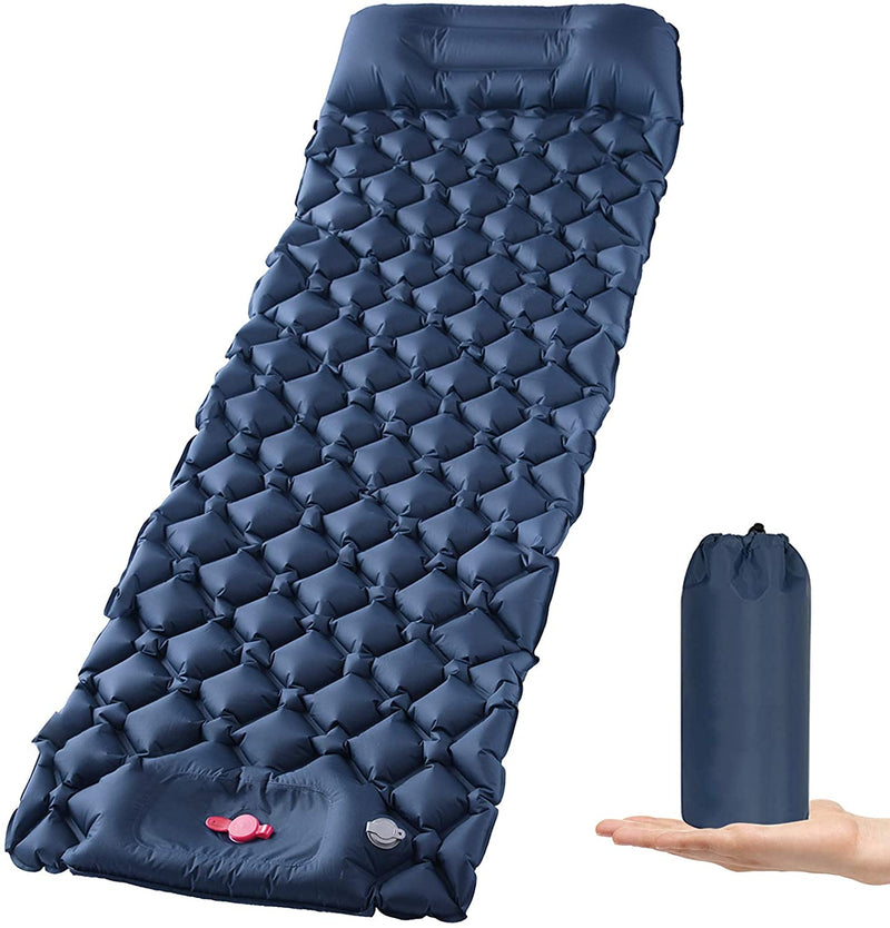 Ultralight Inflatable Camping Sleeping Pad with Pillow - 6cm Thick