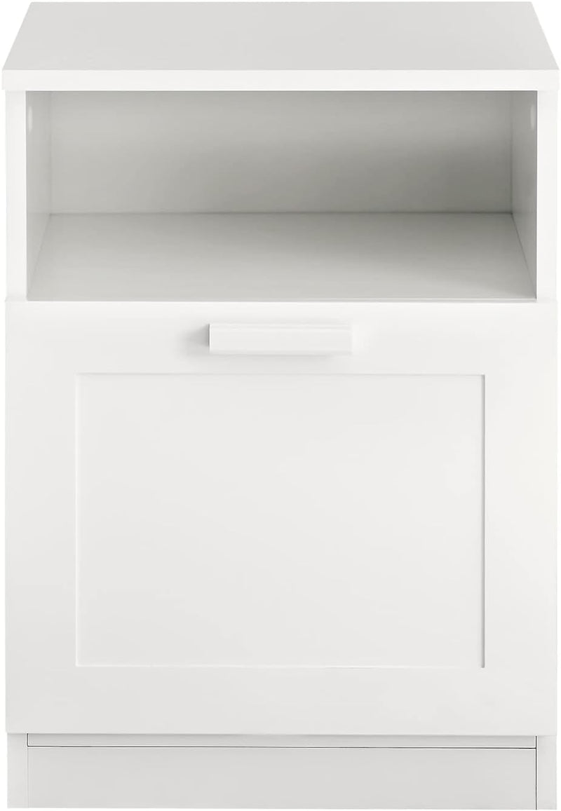 Bedside Table Shelf Drawer, White
