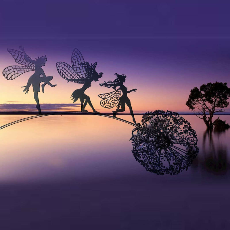 4PCS Fairies And Dandelions Dance Together Statue Garden Ornament Sculpture Decor