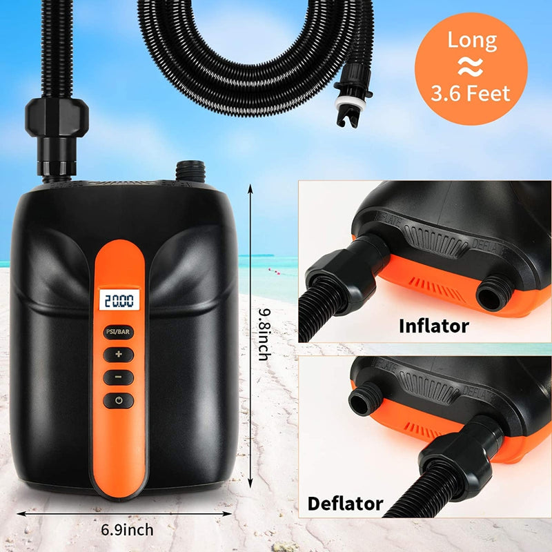 20PSI High Pressure Electric Air Pump Dual Stage for Inflatable Boat SUP Airbed