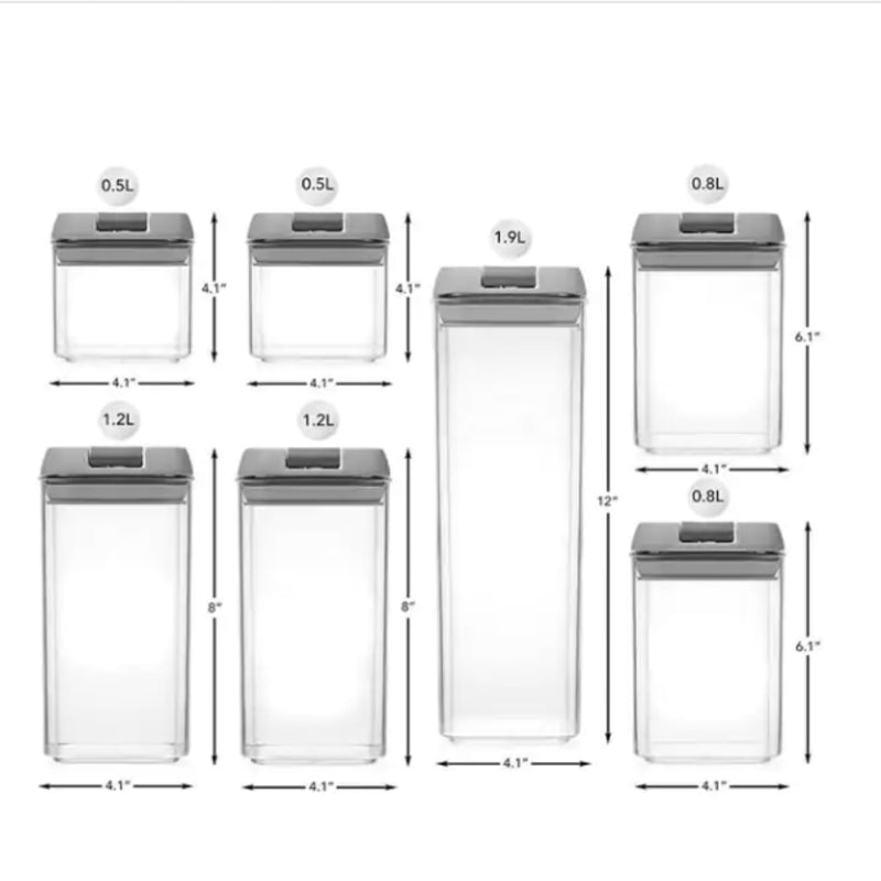Plastic Food Storage Container Set Easy Lock Lids Kitchen Storage Pantry Organization Grey